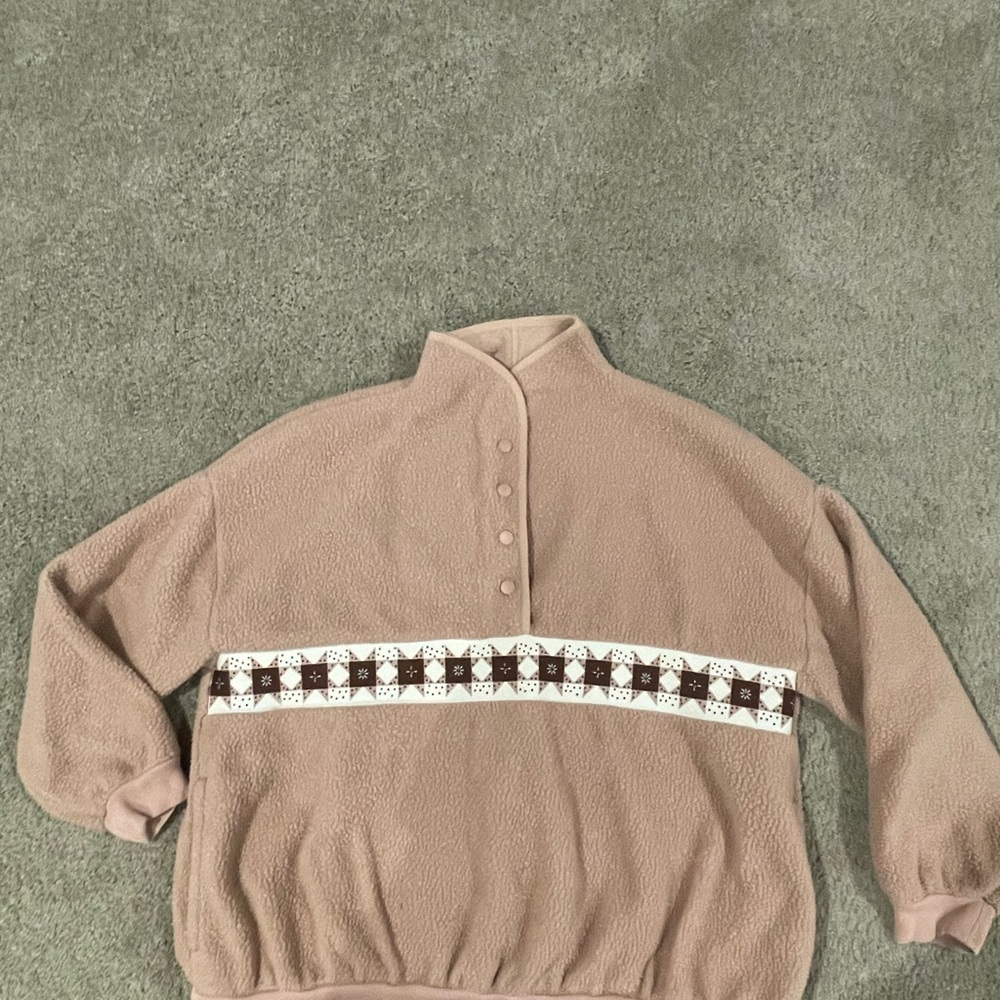 Madewell Soft Tan/Pink Fleece Sweater Size Small‎